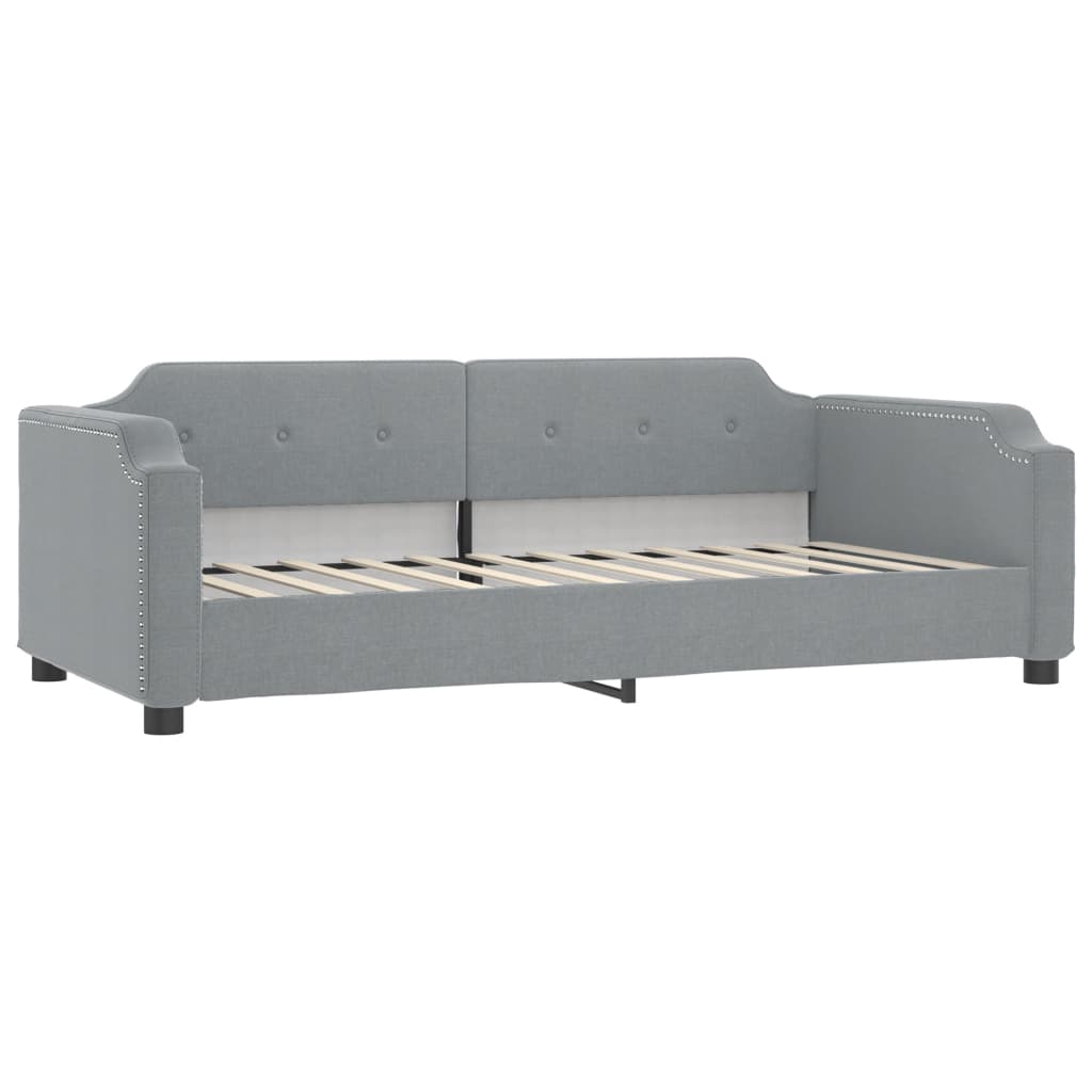 vidaXL Sofa rozsuwana z szufladami, jasnoszara, 90x190 cm, tkanina