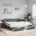 vidaXL Sofa rozsuwana z szufladami, ciemnoszara, 90x190 cm, tkanina