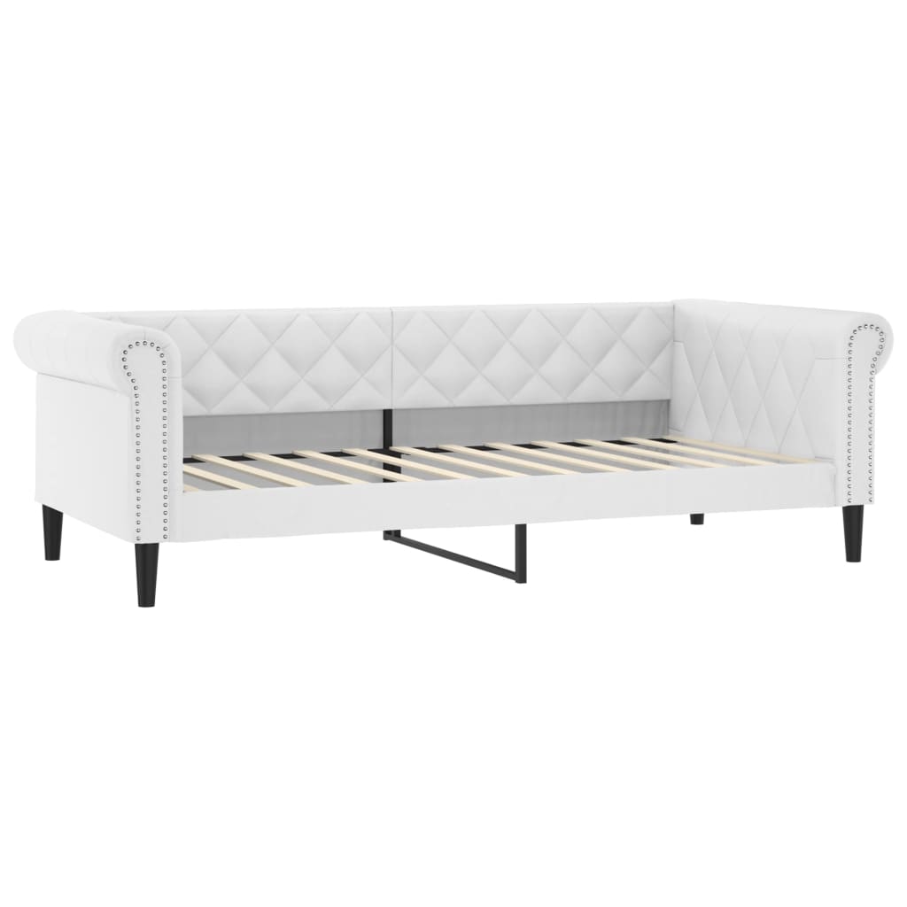 vidaXL Sofa z materacem, biała, 90x200 cm, sztuczna skóra