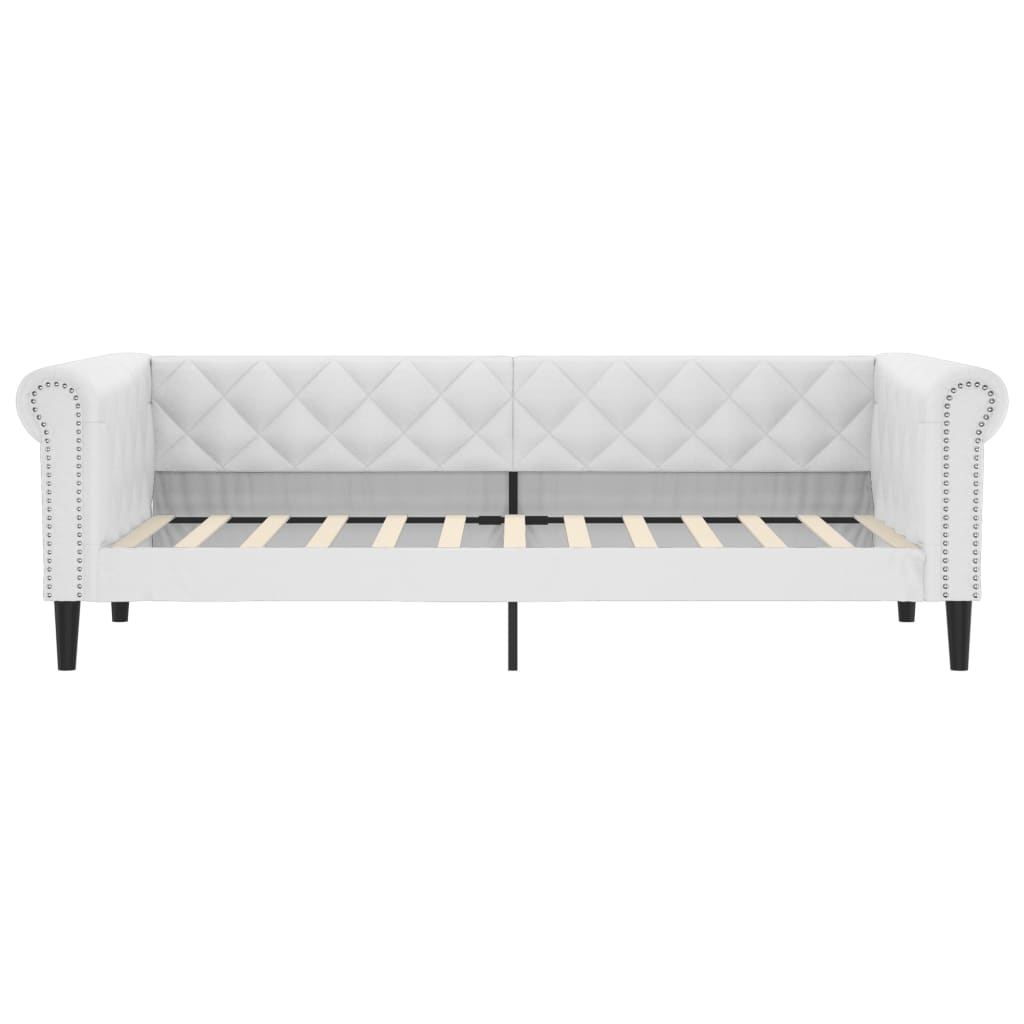 vidaXL Sofa z materacem, biała, 90x200 cm, sztuczna skóra