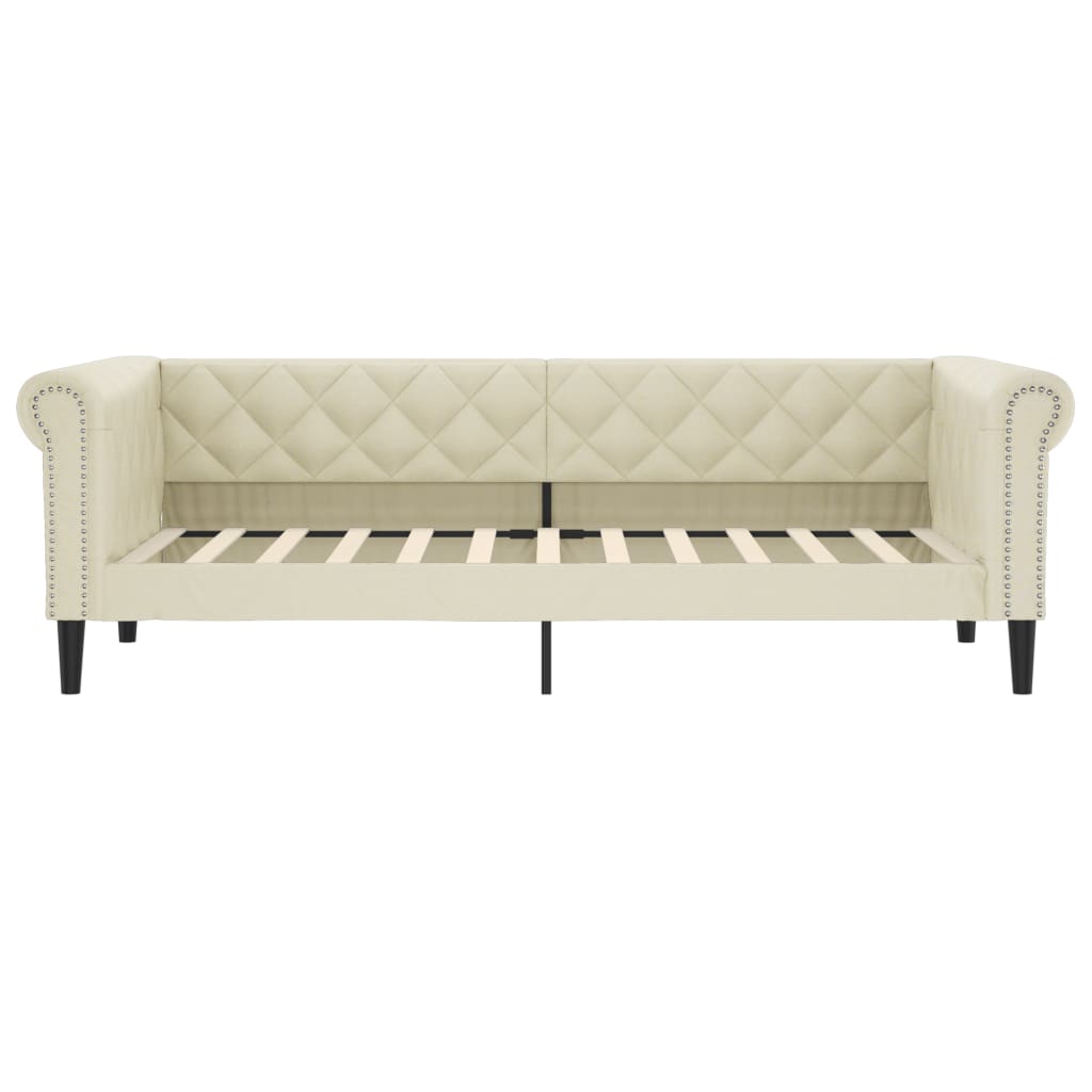 vidaXL Sofa z materacem, kremowa, 90x200 cm, sztuczna skóra