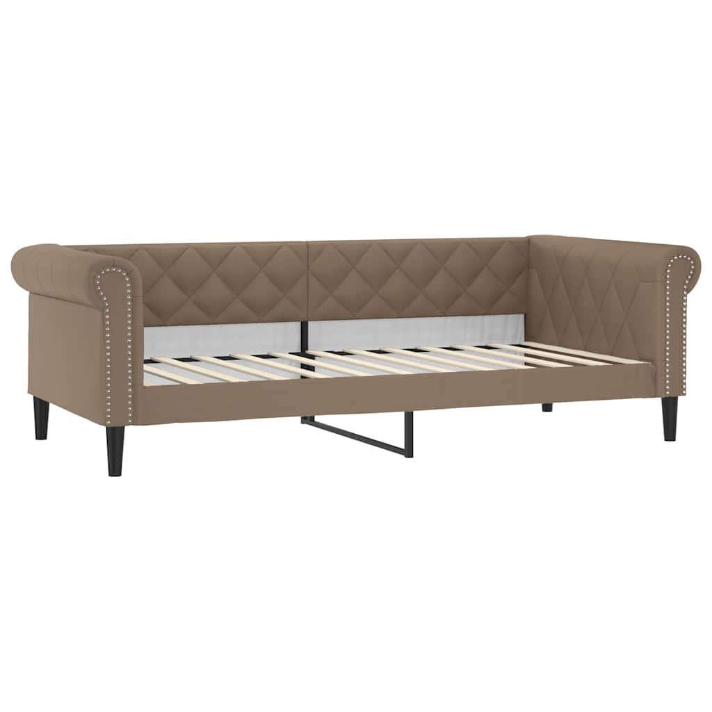 vidaXL Sofa z materacem, cappuccino, 90x200 cm, sztuczna skóra