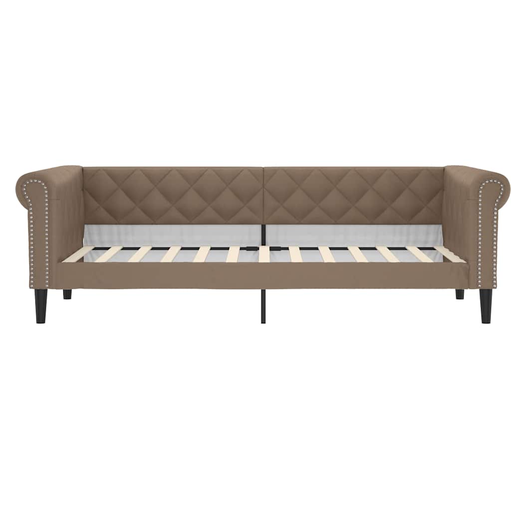 vidaXL Sofa z materacem, cappuccino, 90x200 cm, sztuczna skóra