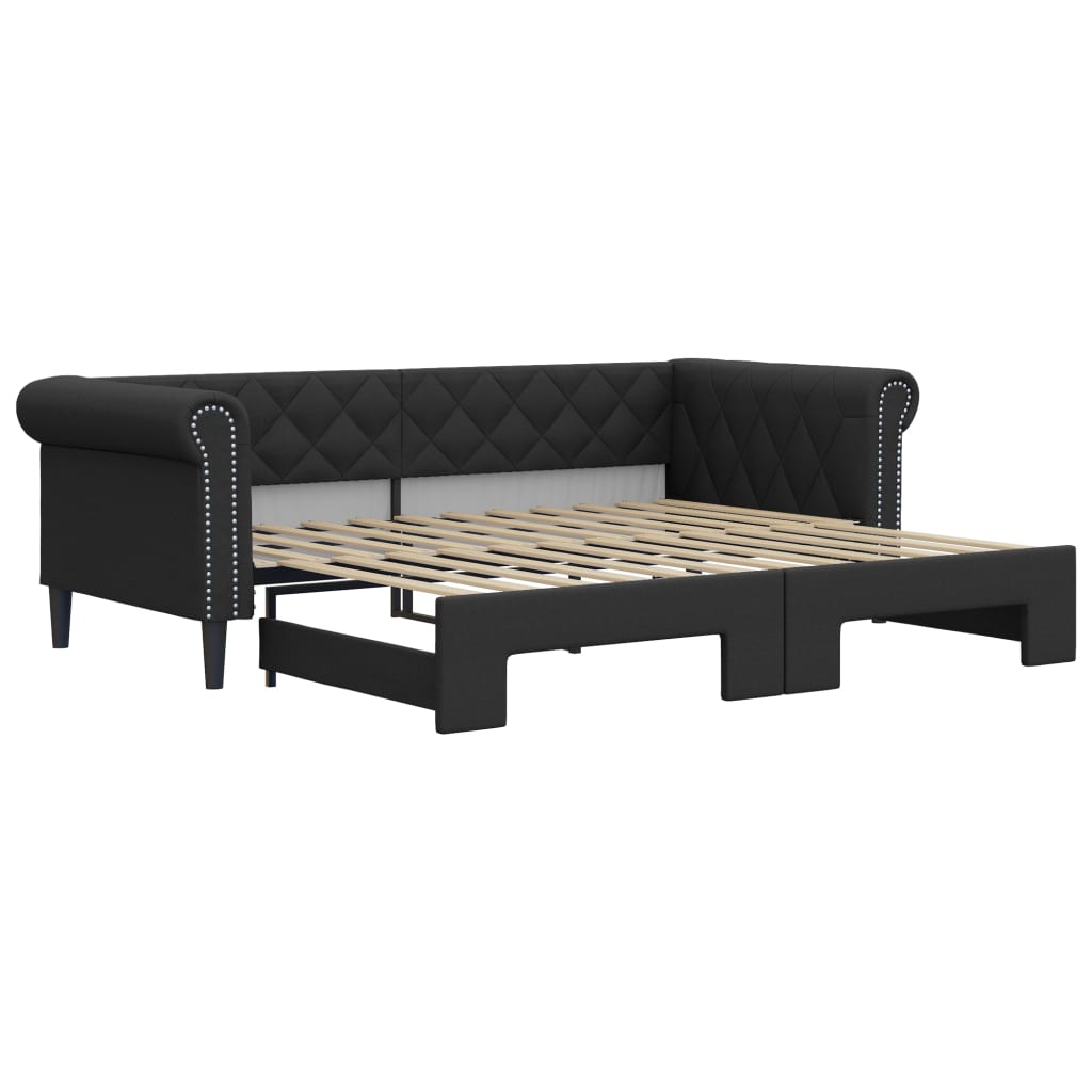 vidaXL Sofa rozsuwana, czarna, 90x200 cm, sztuczna skóra