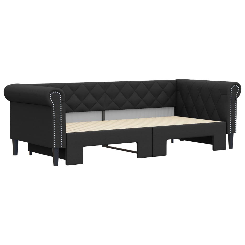 vidaXL Sofa rozsuwana, czarna, 90x200 cm, sztuczna skóra