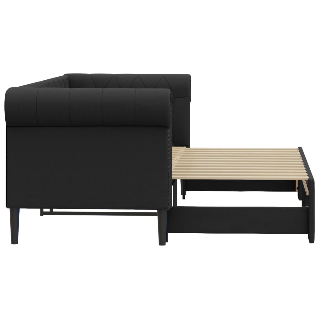 vidaXL Sofa rozsuwana, czarna, 90x200 cm, sztuczna skóra