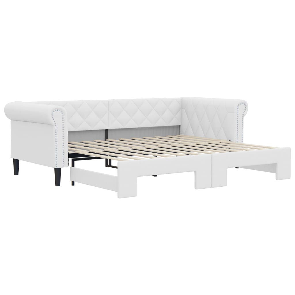 vidaXL Sofa rozsuwana, biała, 90x200 cm, sztuczna skóra