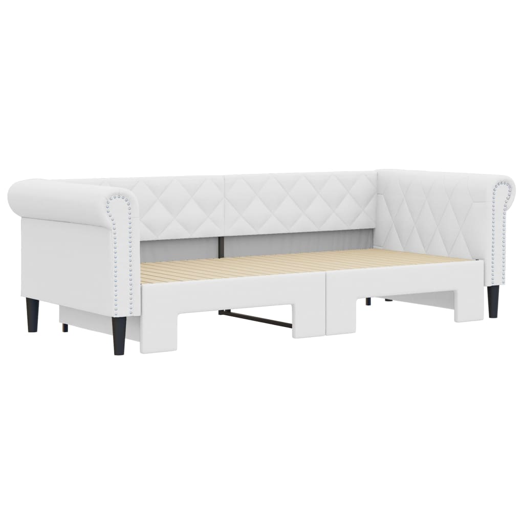vidaXL Sofa rozsuwana, biała, 90x200 cm, sztuczna skóra