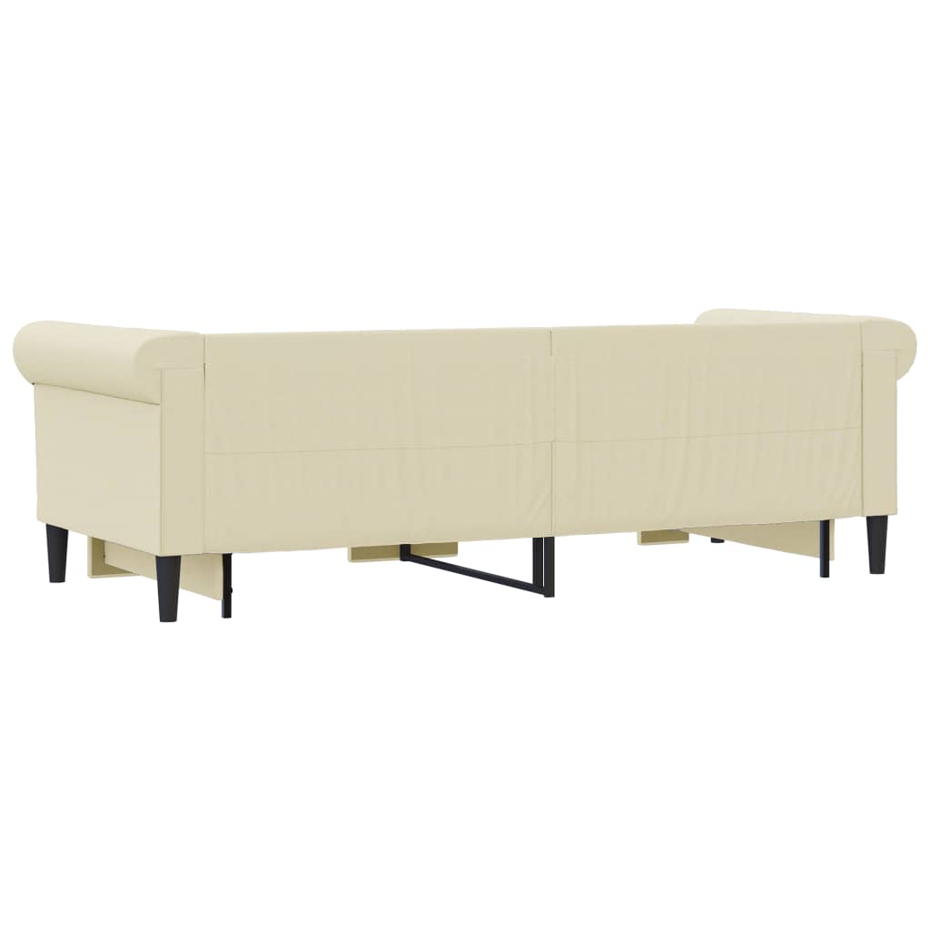 vidaXL Sofa rozsuwana, kremowa, 90x200 cm, sztuczna skóra