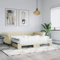 vidaXL Sofa rozsuwana, kremowa, 90x200 cm, sztuczna skóra