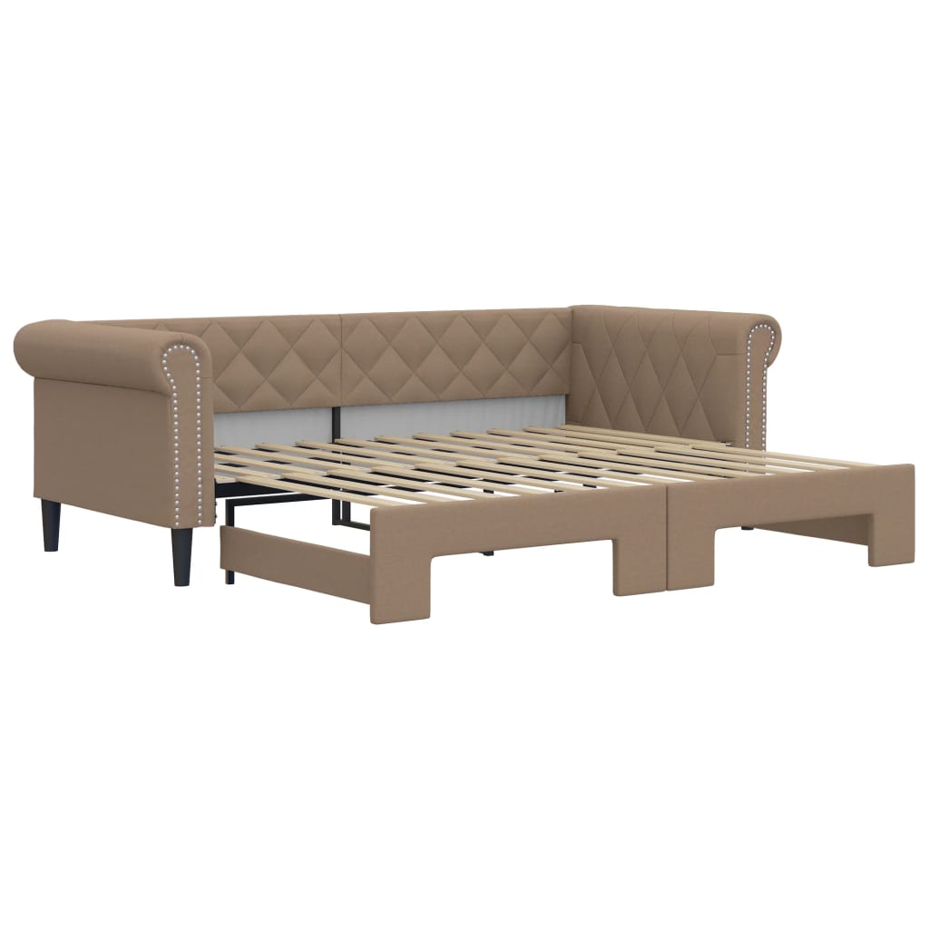 vidaXL Sofa rozsuwana, cappuccino, 90x200 cm, sztuczna skóra