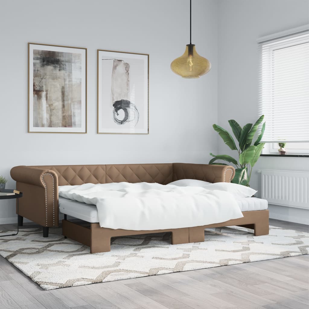 vidaXL Sofa rozsuwana, cappuccino, 90x200 cm, sztuczna skóra