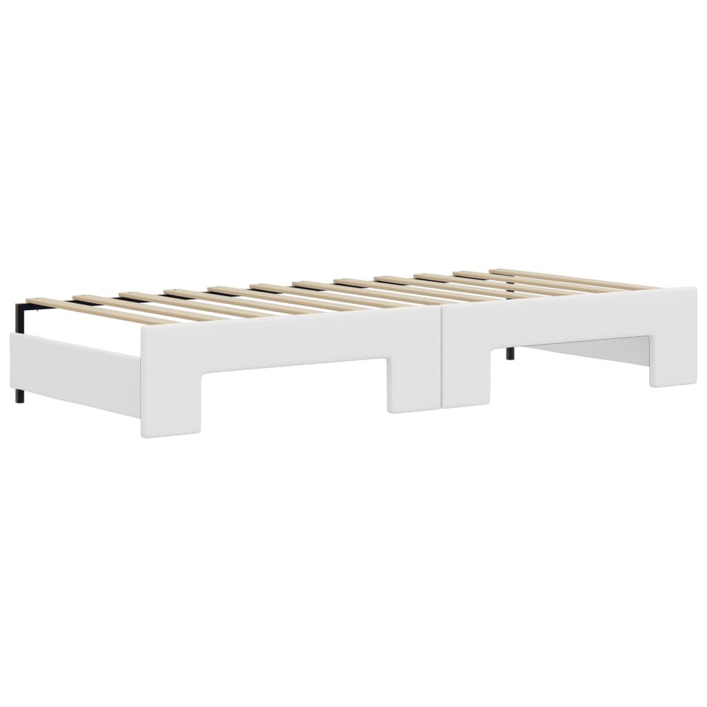 vidaXL Sofa rozsuwana z materacami, biała, 90x200 cm, sztuczna skóra