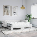 vidaXL Sofa rozsuwana z materacami, biała, 90x200 cm, sztuczna skóra