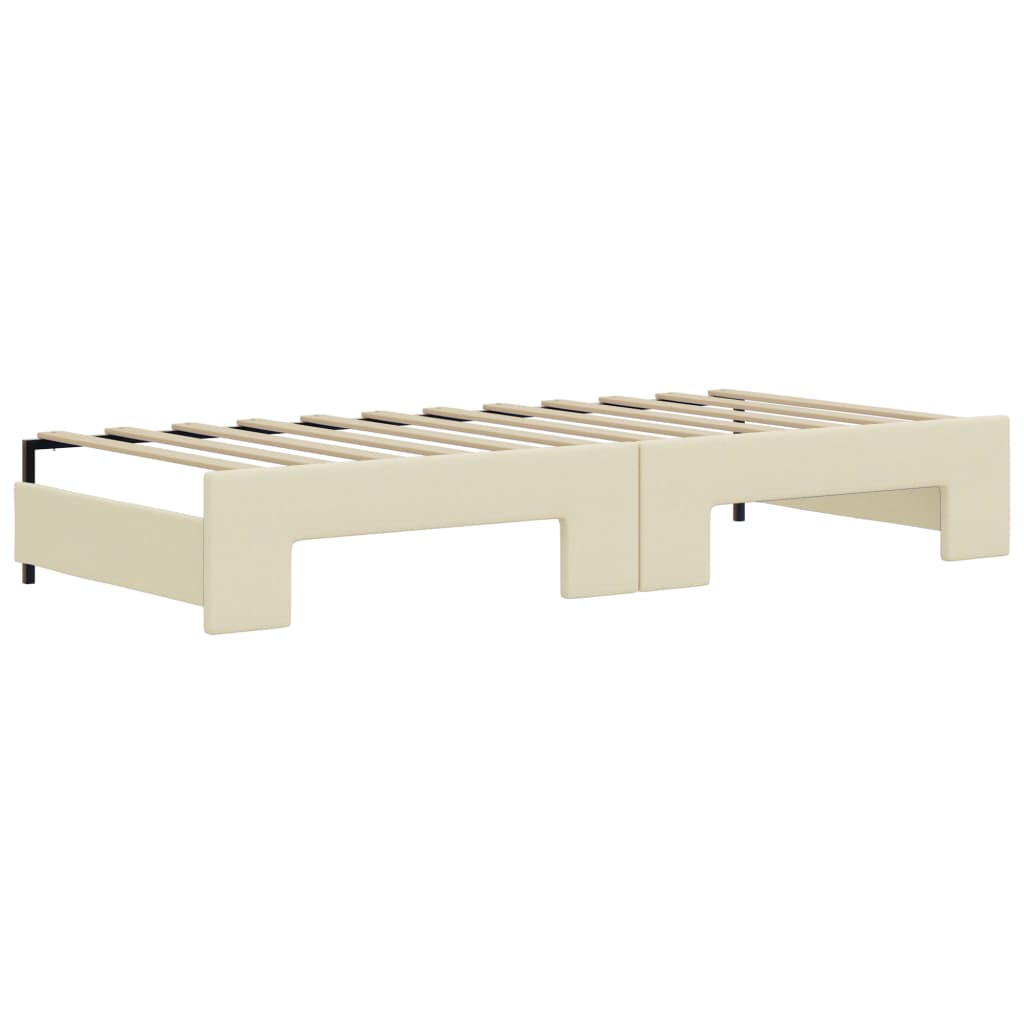 vidaXL Sofa rozsuwana z materacami, kremowa, 90x200 cm, sztuczna skóra