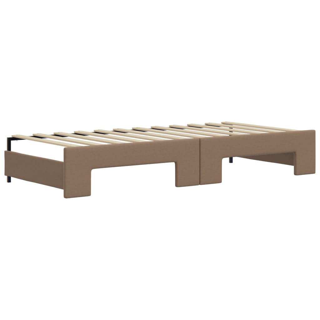 vidaXL Sofa rozsuwana z materacami, cappuccino, 90x200 cm, ekoskóra