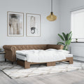 vidaXL Sofa rozsuwana z materacami, cappuccino, 90x200 cm, ekoskóra