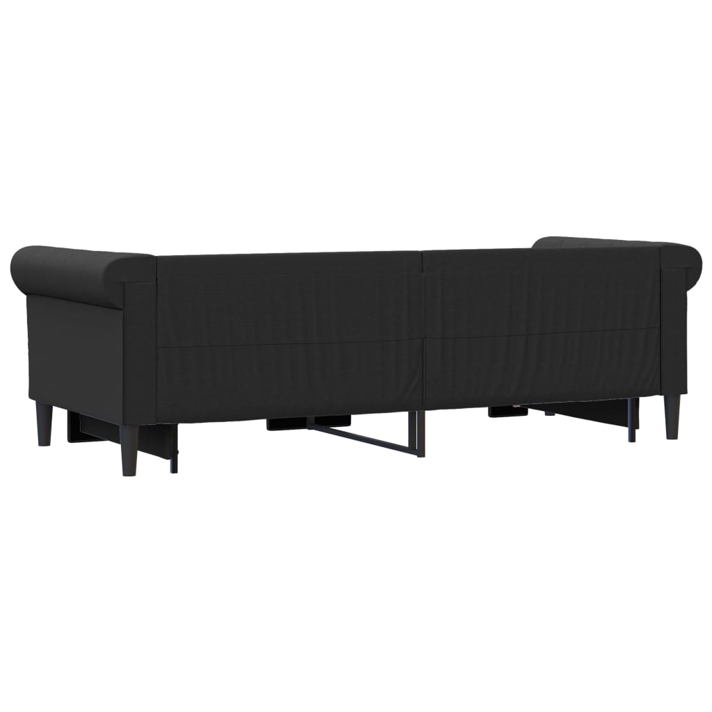 vidaXL Sofa rozsuwana z szufladami, czarna, 90x200 cm, sztuczna skóra