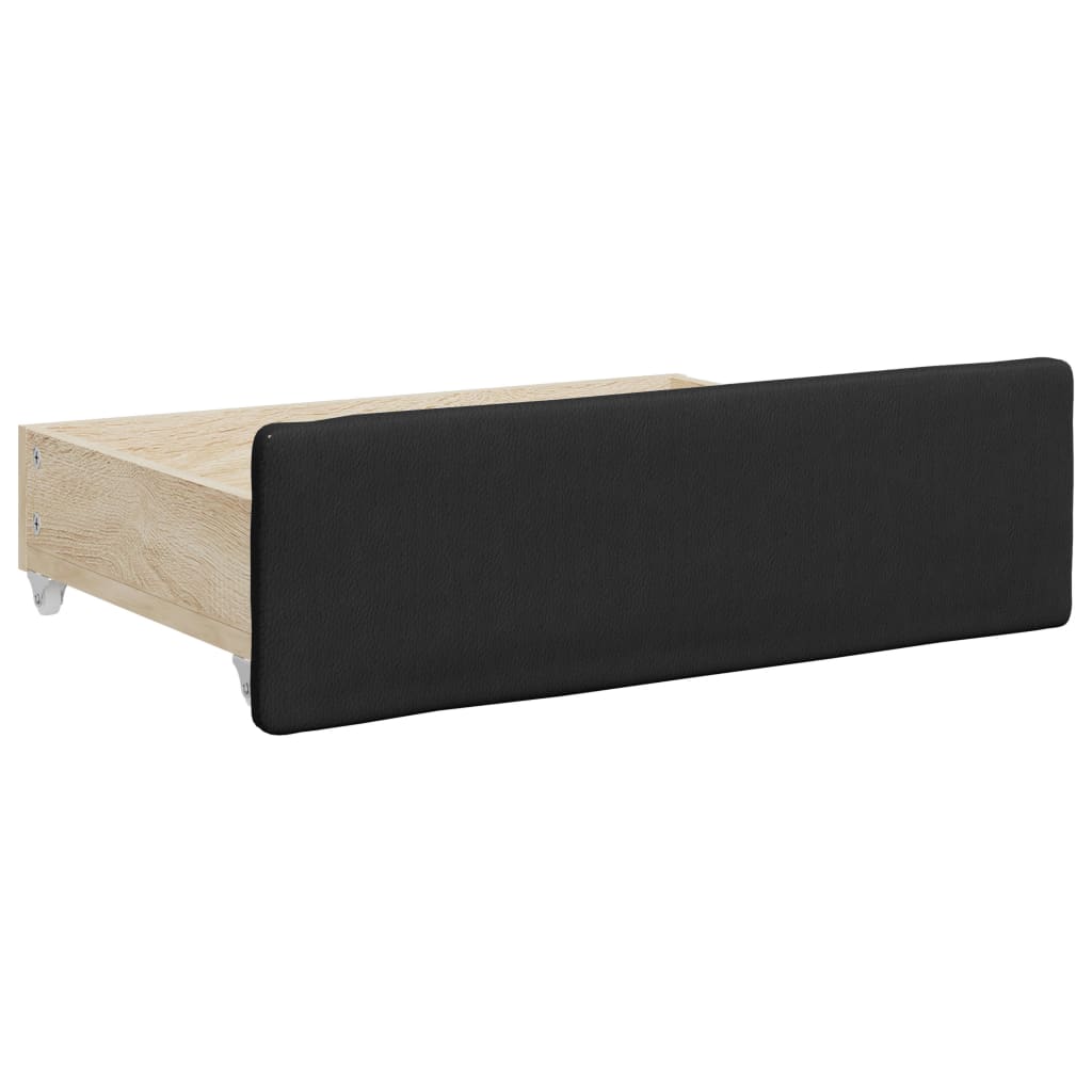 vidaXL Sofa rozsuwana z szufladami, czarna, 90x200 cm, sztuczna skóra