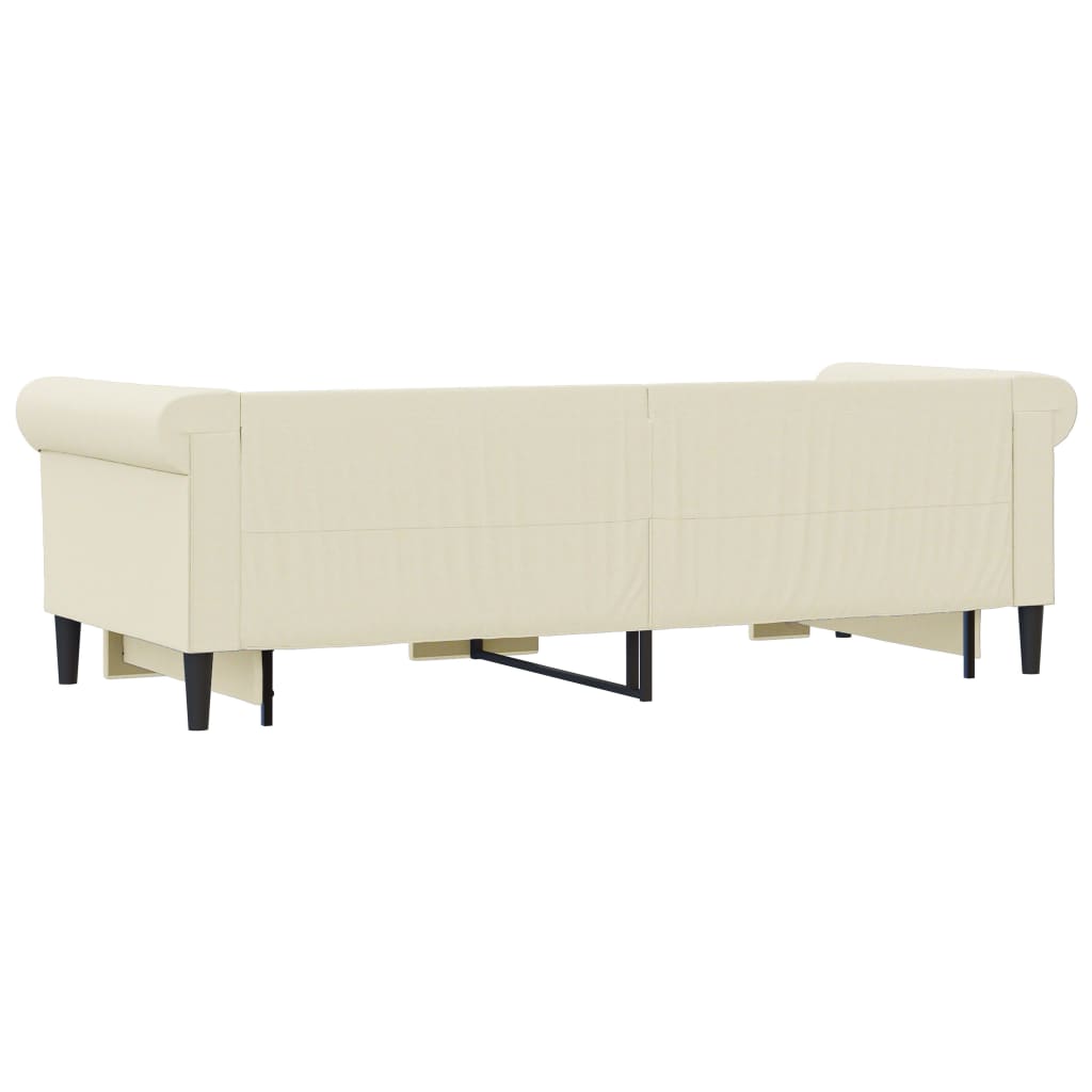 vidaXL Sofa rozsuwana z szufladami, kremowa, 90x200 cm, sztuczna skóra