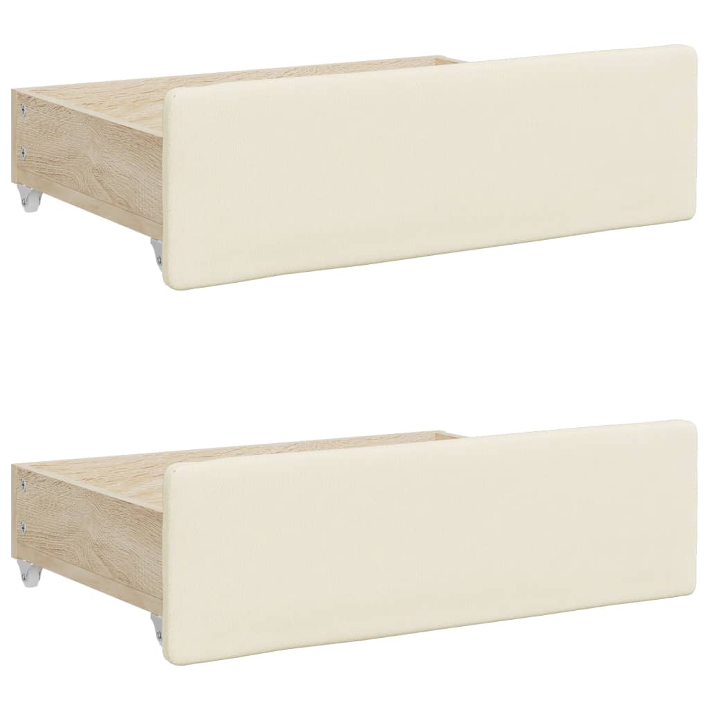 vidaXL Sofa rozsuwana z szufladami, kremowa, 90x200 cm, sztuczna skóra
