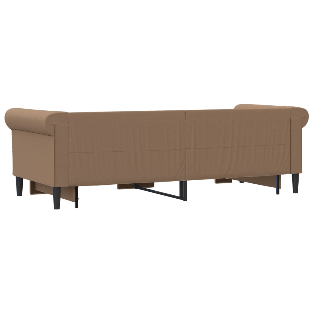 vidaXL Sofa rozsuwana z szufladami, cappuccino, 90x200 cm, ekoskóra