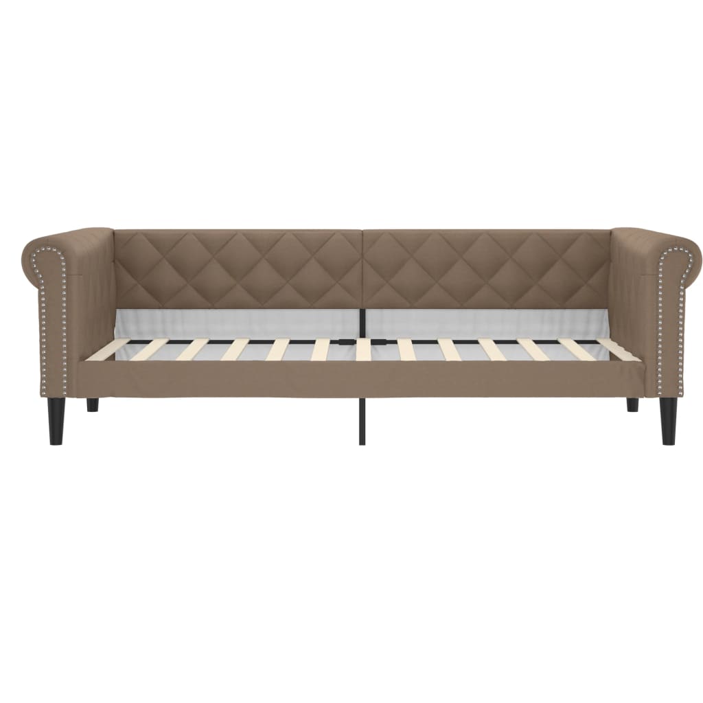 vidaXL Sofa rozsuwana z szufladami, cappuccino, 90x200 cm, ekoskóra