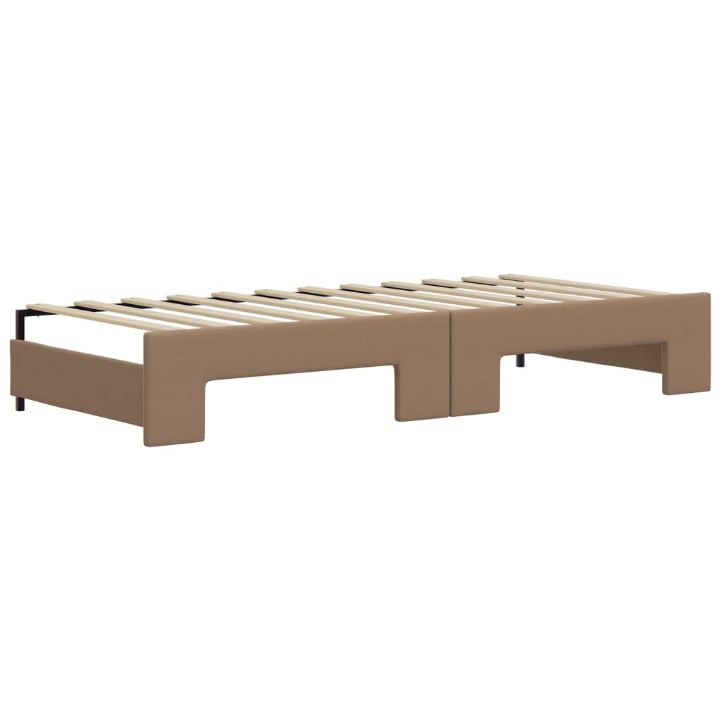 vidaXL Sofa rozsuwana z szufladami, cappuccino, 90x200 cm, ekoskóra