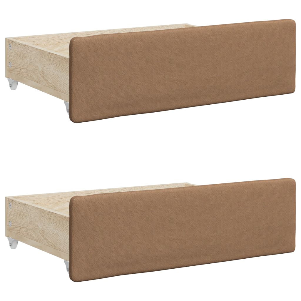 vidaXL Sofa rozsuwana z szufladami, cappuccino, 90x200 cm, ekoskóra