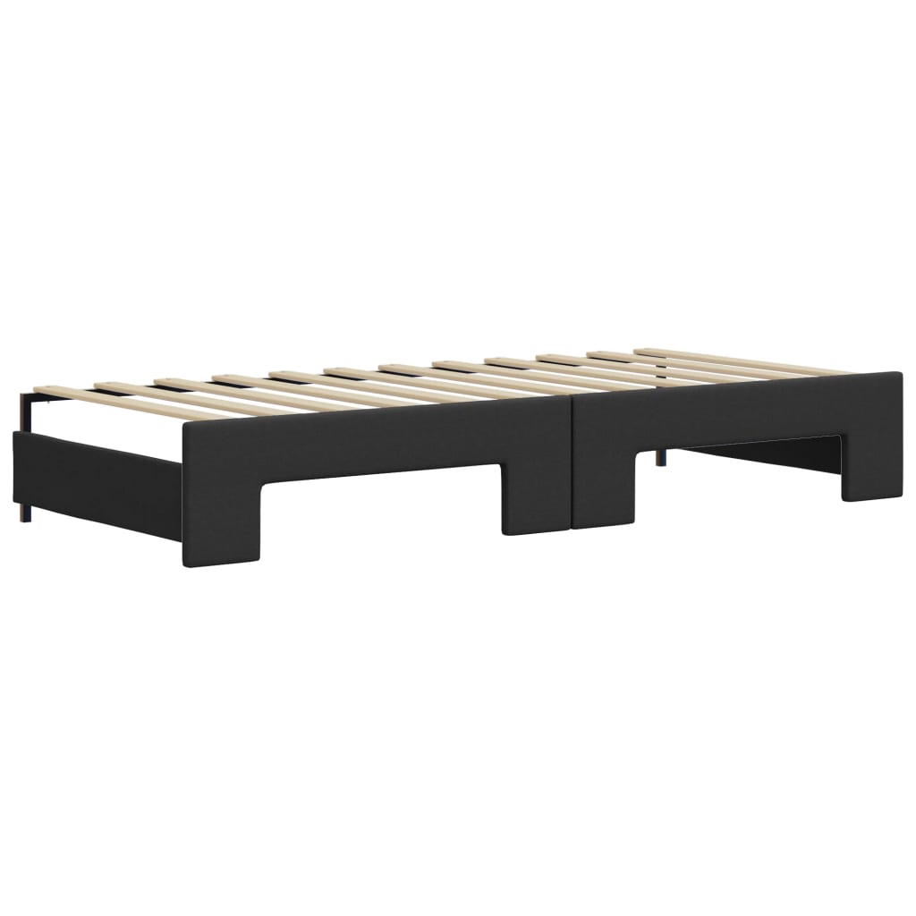 vidaXL Sofa rozsuwana z szufladami, czarna, 90x200 cm, sztuczna skóra