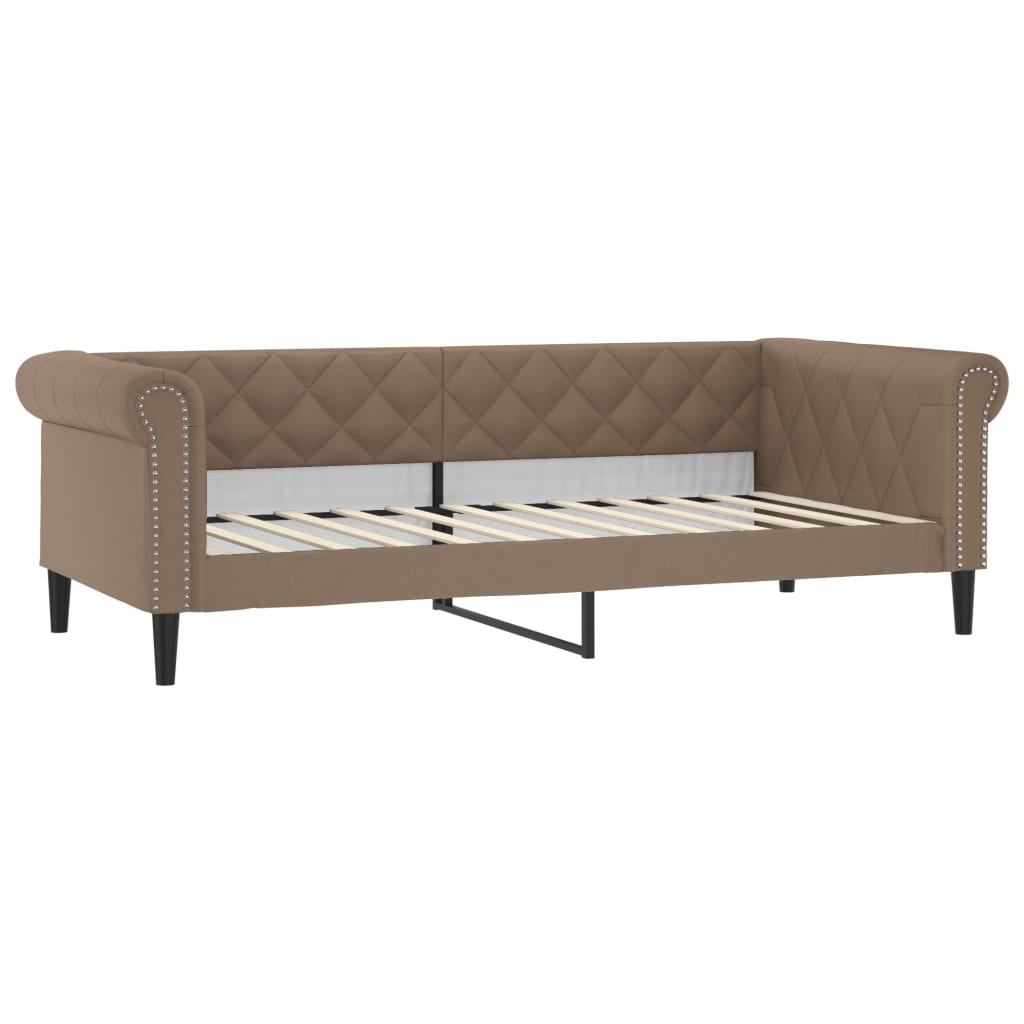 vidaXL Sofa rozsuwana z szufladami, cappuccino, 90x200 cm, ekoskóra