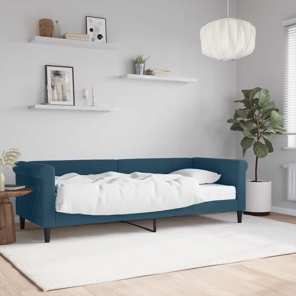 vidaXL Sofa z materacem do spania, niebieska, 80x200 cm, aksamit