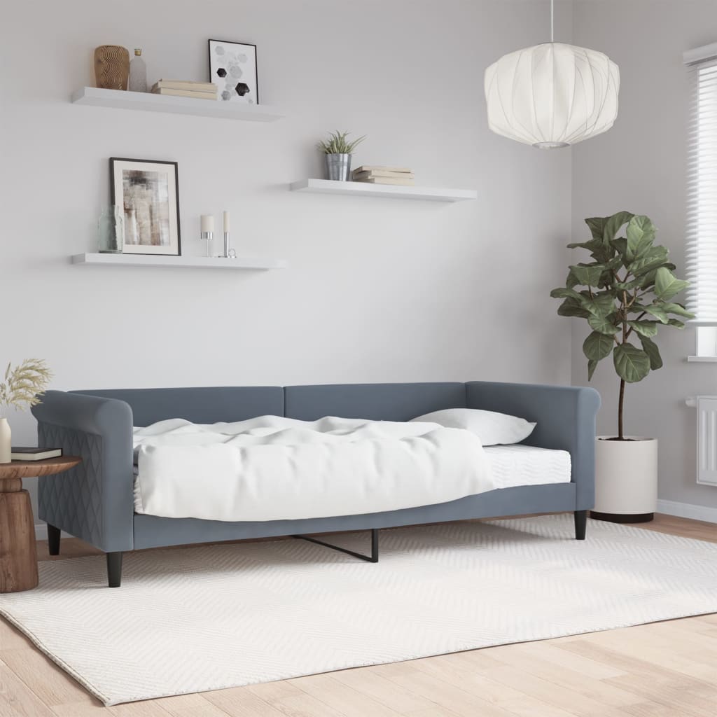 vidaXL Sofa z materacem do spania, ciemnoszara, 80x200 cm, aksamit