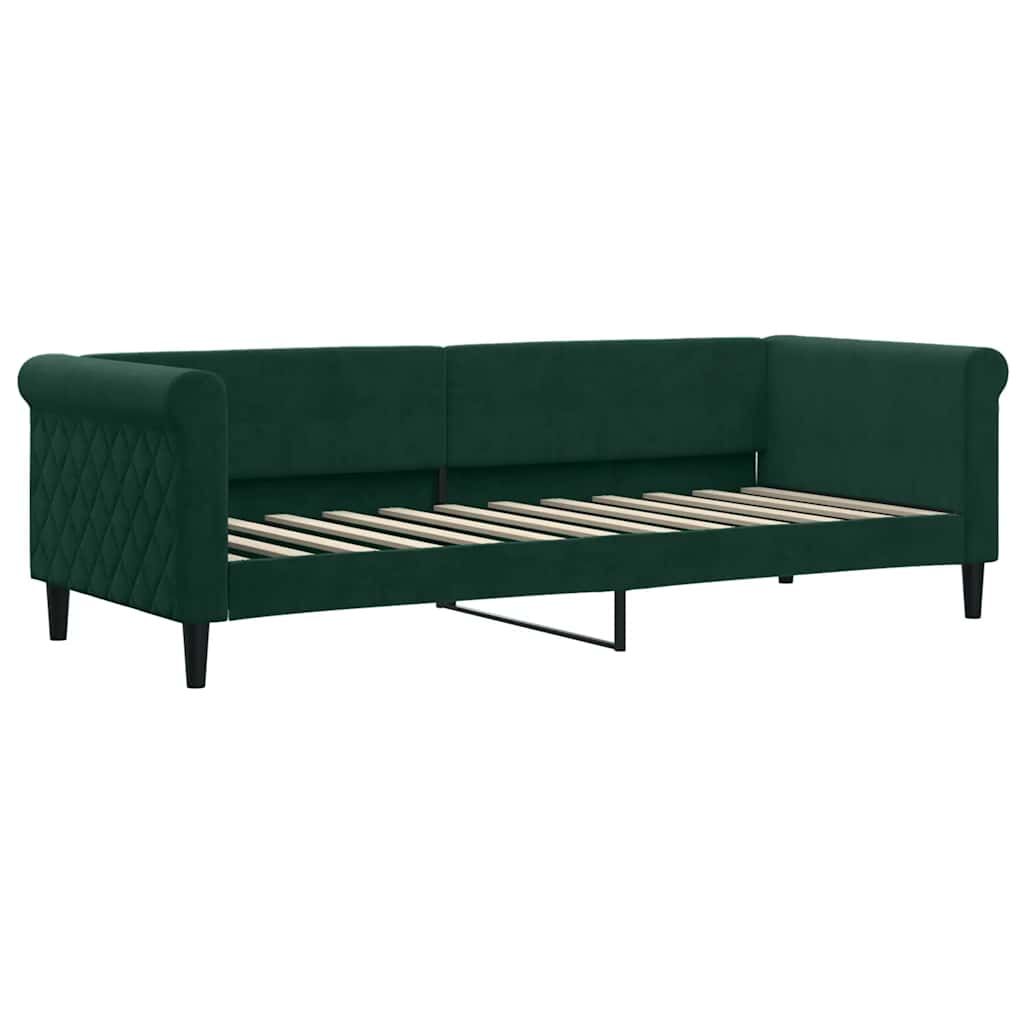 vidaXL Sofa z materacem do spania, ciemnozielona, 80x200 cm, aksamit