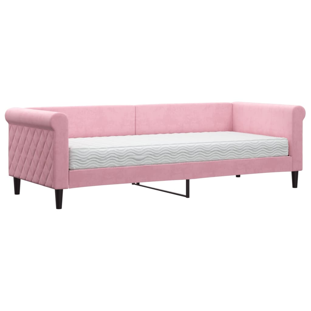 vidaXL Sofa z materacem do spania, różowa, 80x200 cm, aksamit
