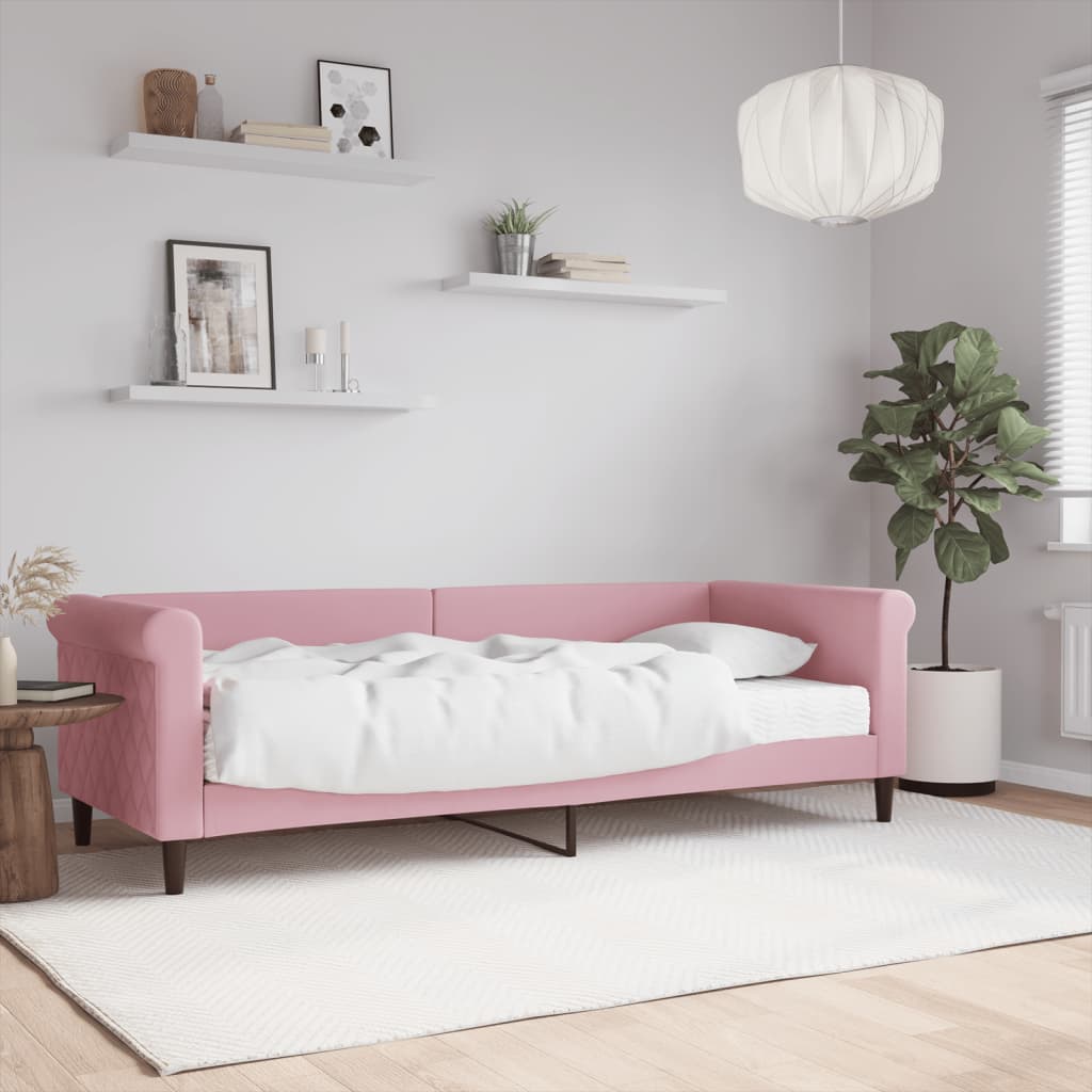 vidaXL Sofa z materacem do spania, różowa, 80x200 cm, aksamit
