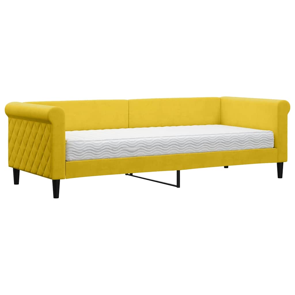 vidaXL Sofa z materacem do spania, żółta, 80x200 cm, aksamit