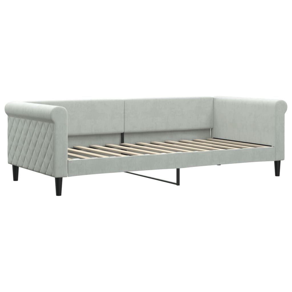 vidaXL Sofa z materacem do spania, jasnoszara, 90x200 cm, aksamit