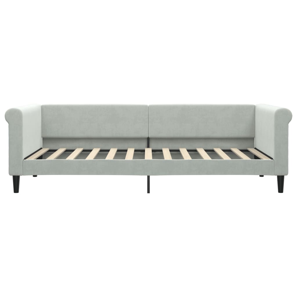 vidaXL Sofa z materacem do spania, jasnoszara, 90x200 cm, aksamit