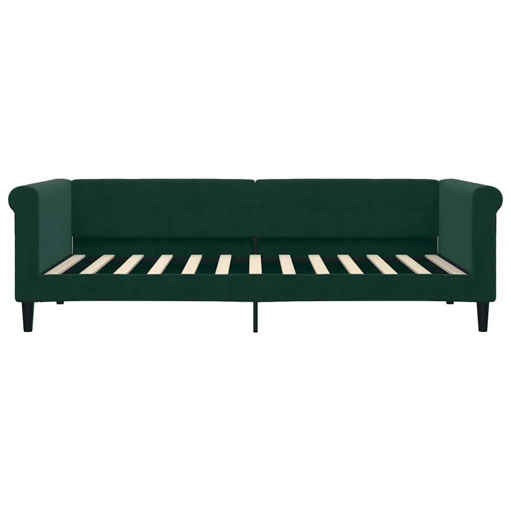 vidaXL Sofa z materacem do spania, ciemnozielona, 90x200 cm, aksamit