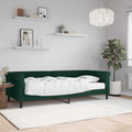 vidaXL Sofa z materacem do spania, ciemnozielona, 90x200 cm, aksamit