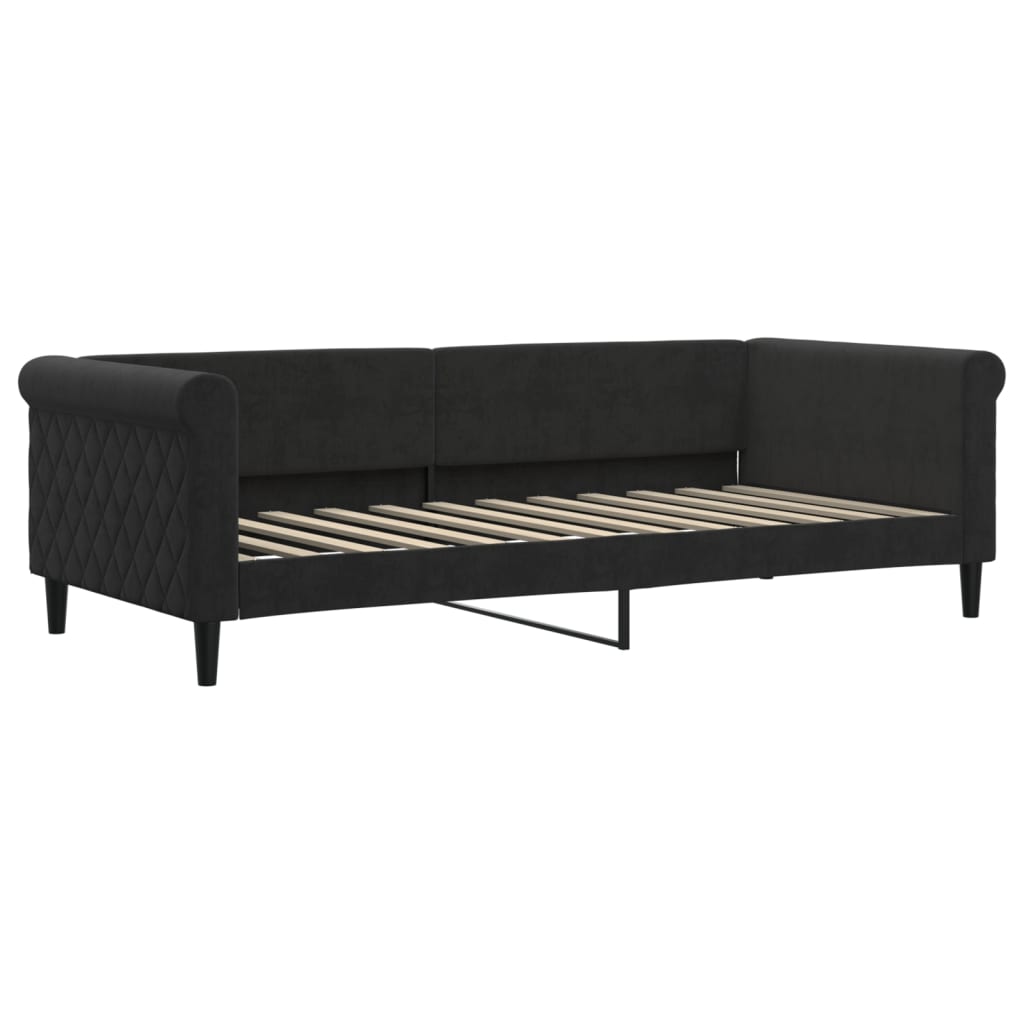 vidaXL Sofa z materacem do spania, czarna, 90x200 cm, aksamit