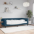 vidaXL Sofa z materacem do spania, niebieska, 100x200 cm, aksamit