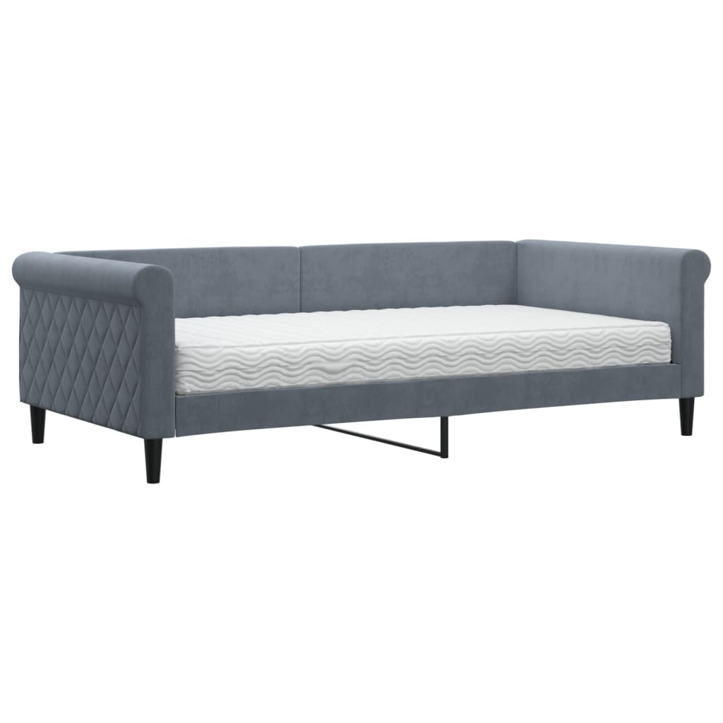 vidaXL Sofa z materacem do spania, ciemnoszara, 100x200 cm, aksamit