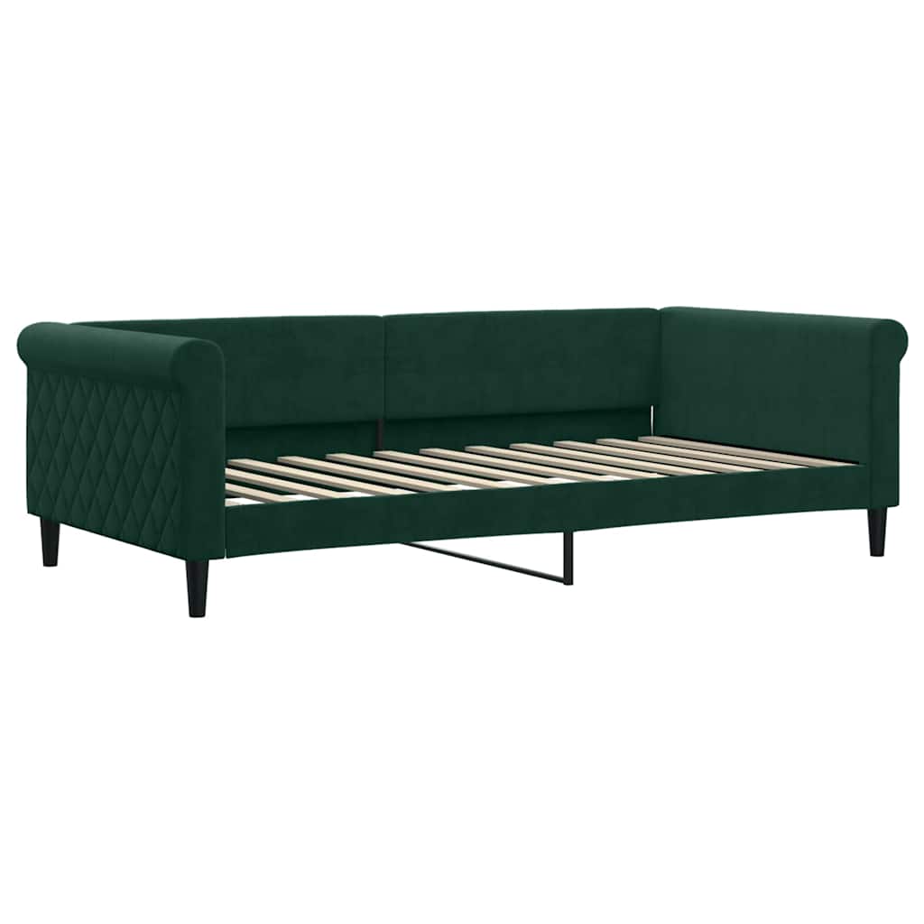 vidaXL Sofa z materacem do spania, ciemnozielona, 100x200 cm, aksamit