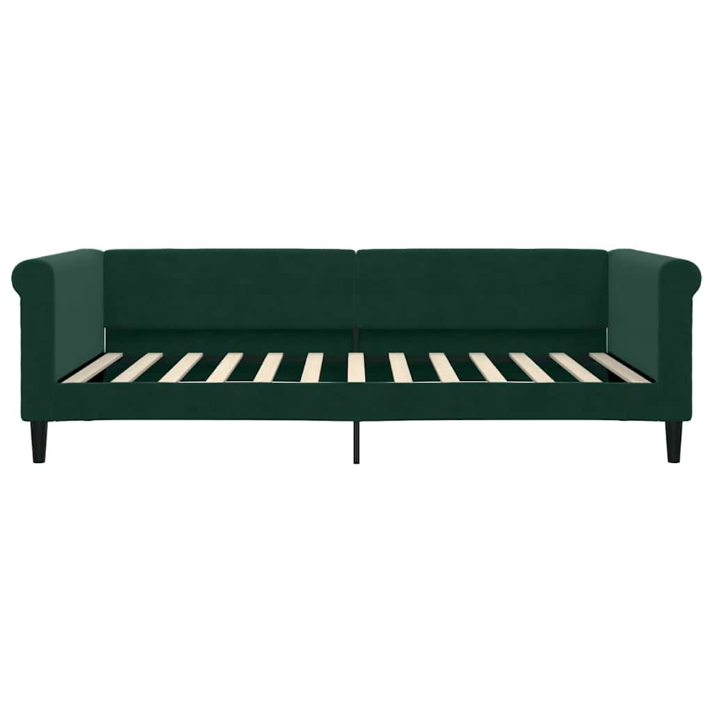 vidaXL Sofa z materacem do spania, ciemnozielona, 100x200 cm, aksamit