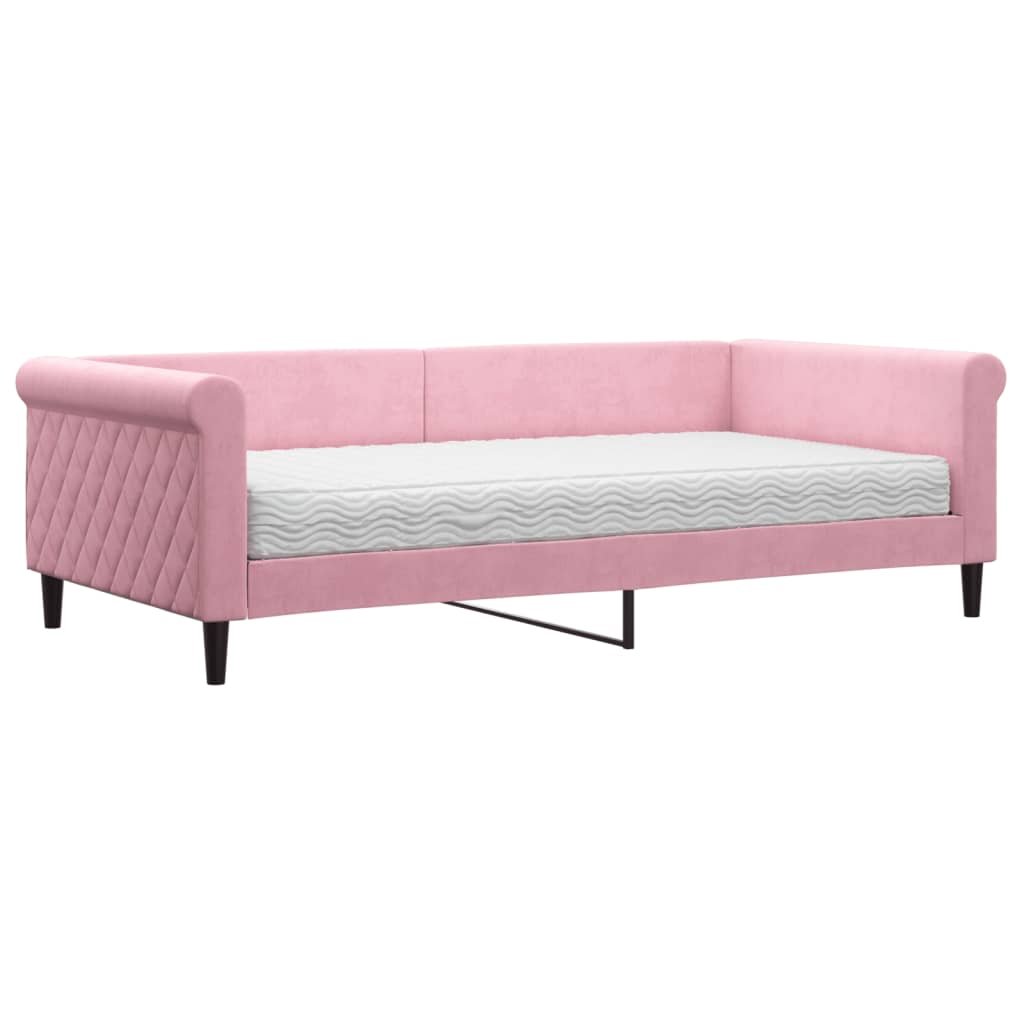 vidaXL Sofa z materacem do spania, różowa, 100x200 cm, aksamit
