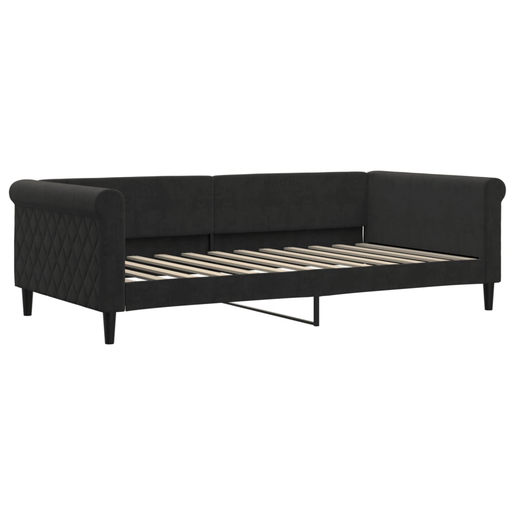 vidaXL Sofa z materacem do spania, czarna, 100x200 cm, aksamit