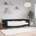 vidaXL Sofa z materacem do spania, czarna, 90x190 cm, aksamit