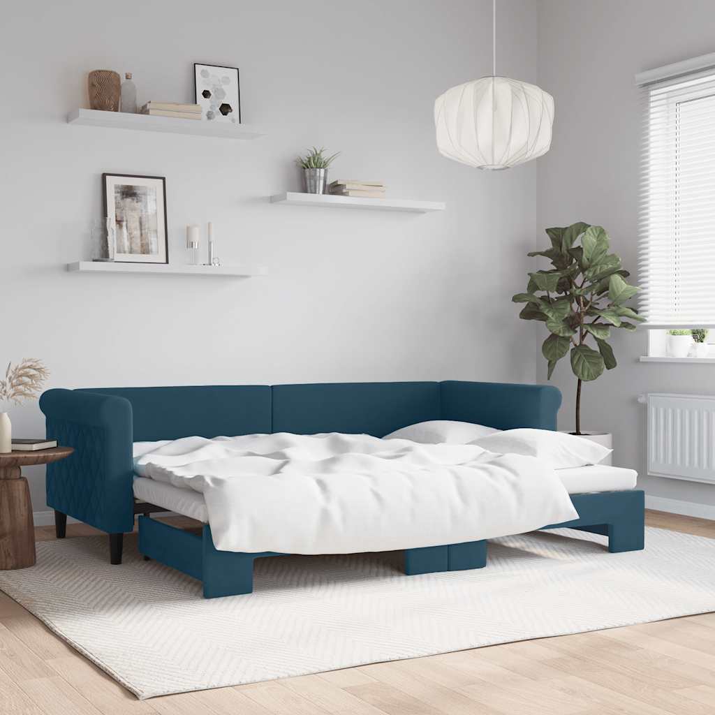 vidaXL Sofa rozsuwana, niebieska, 80x200 cm, aksamit